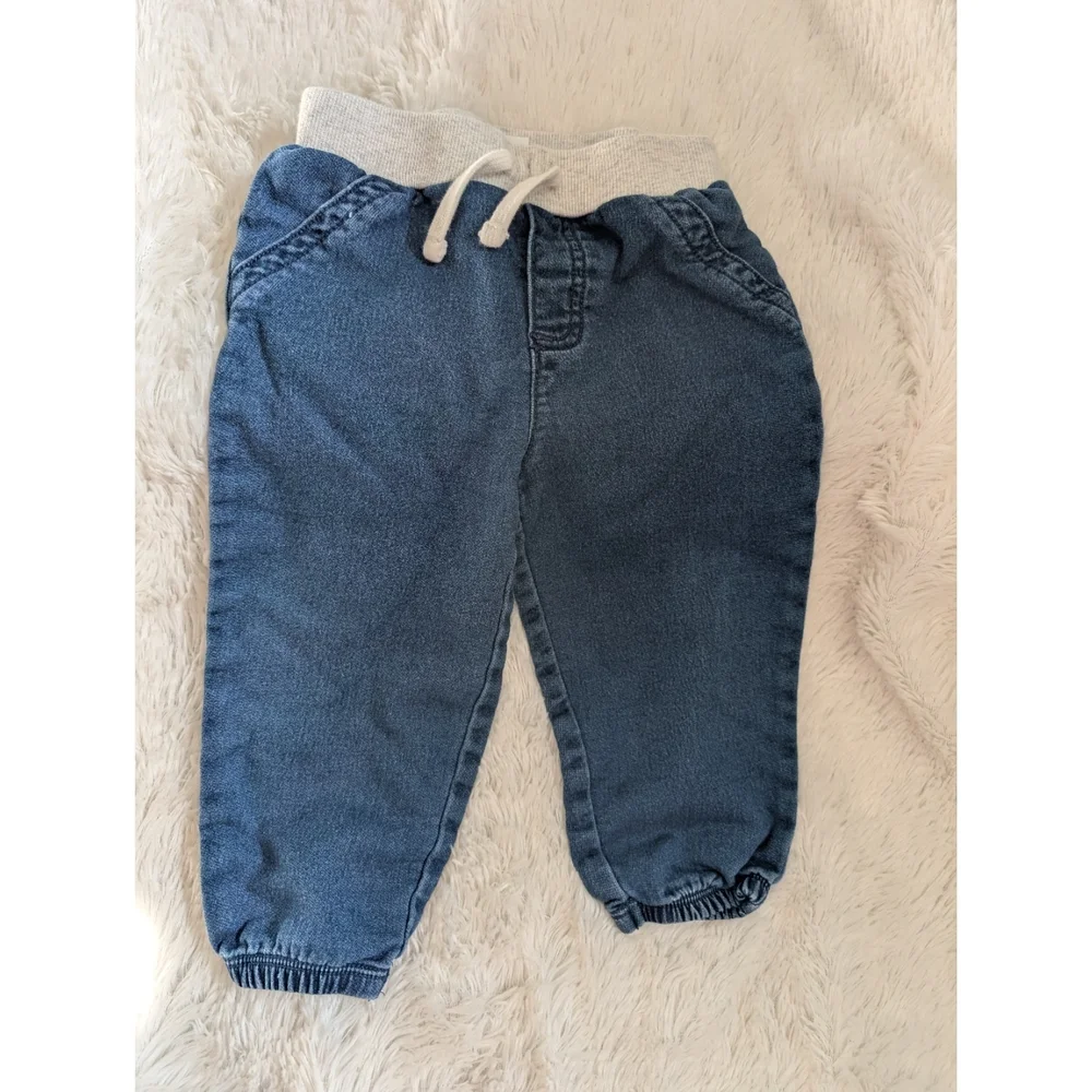 Carter's Blue Denim Jean Kids Joggers Pants Pull On Waist Size 18 Months